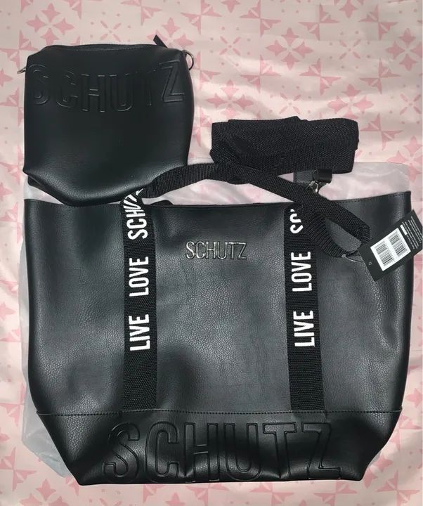 Bolsa sacola com bolsa pequena preta