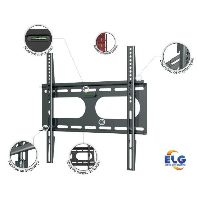 Suporte Fixo De Parede Para Tv De 32 a 55 Polegadas Até 50 Kg - Cor Preta N01v4 ELG