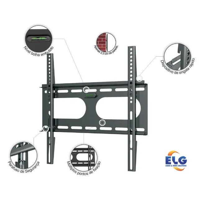 Suporte Fixo De Parede Para Tv De 32 a 55 Polegadas Até 50 Kg - Cor Preta N01v4 ELG