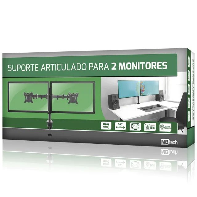 Suporte Articulado Duplo P/ 2 Monitores 17" A 32' Polegadas Mbtech Mb84299 - Foto 3