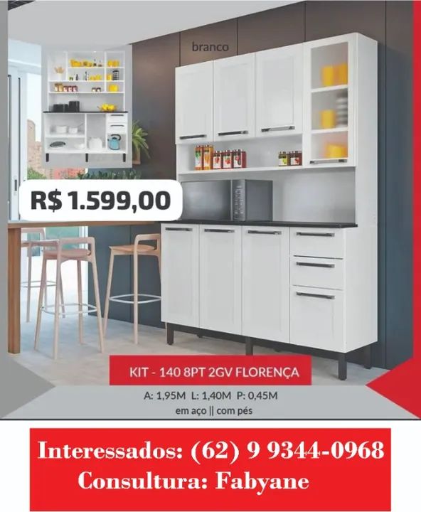 Armario de Cozinha Kit Florença aço itatiaia