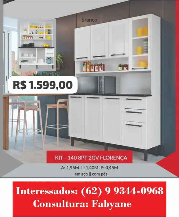 Armario de Cozinha Kit Florença aço itatiaia