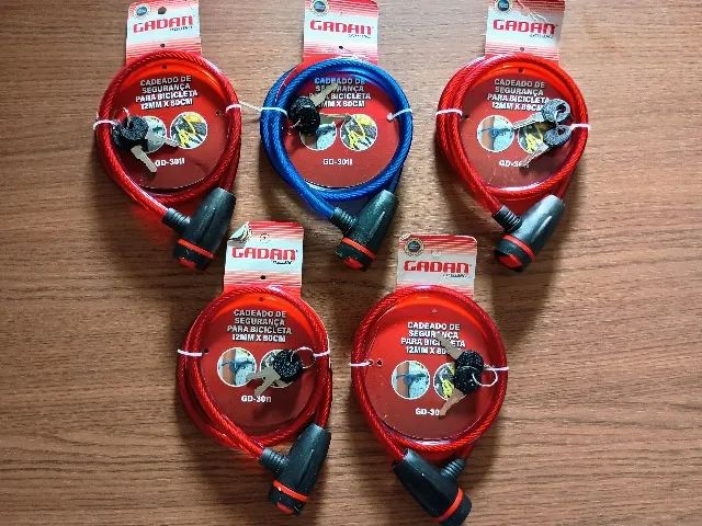 CADEADO PARA BICICLETA 12MM X 80CM  COM 2 CHAVES - GADAN  - Foto 6