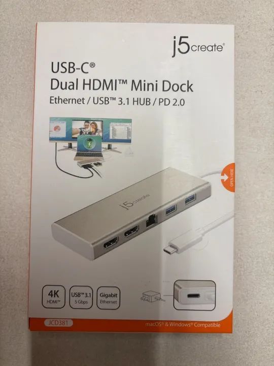MINI DOCK DUAL HDMI J5CREATE USB-C JCD381