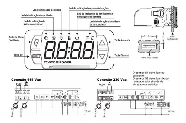 Controlador Temperatura Tc900e Power - Full Gauge (i)