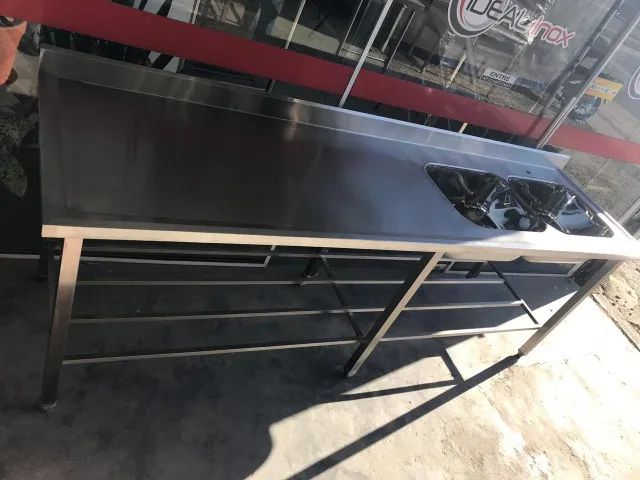 Pia inox nova fabricada sob medida - modelo da foto com duas cubas em medida 2,90mt - Foto 4