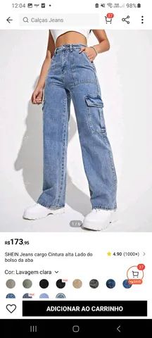 SHEIN Jeans cargo cintura alta bolso com aba
