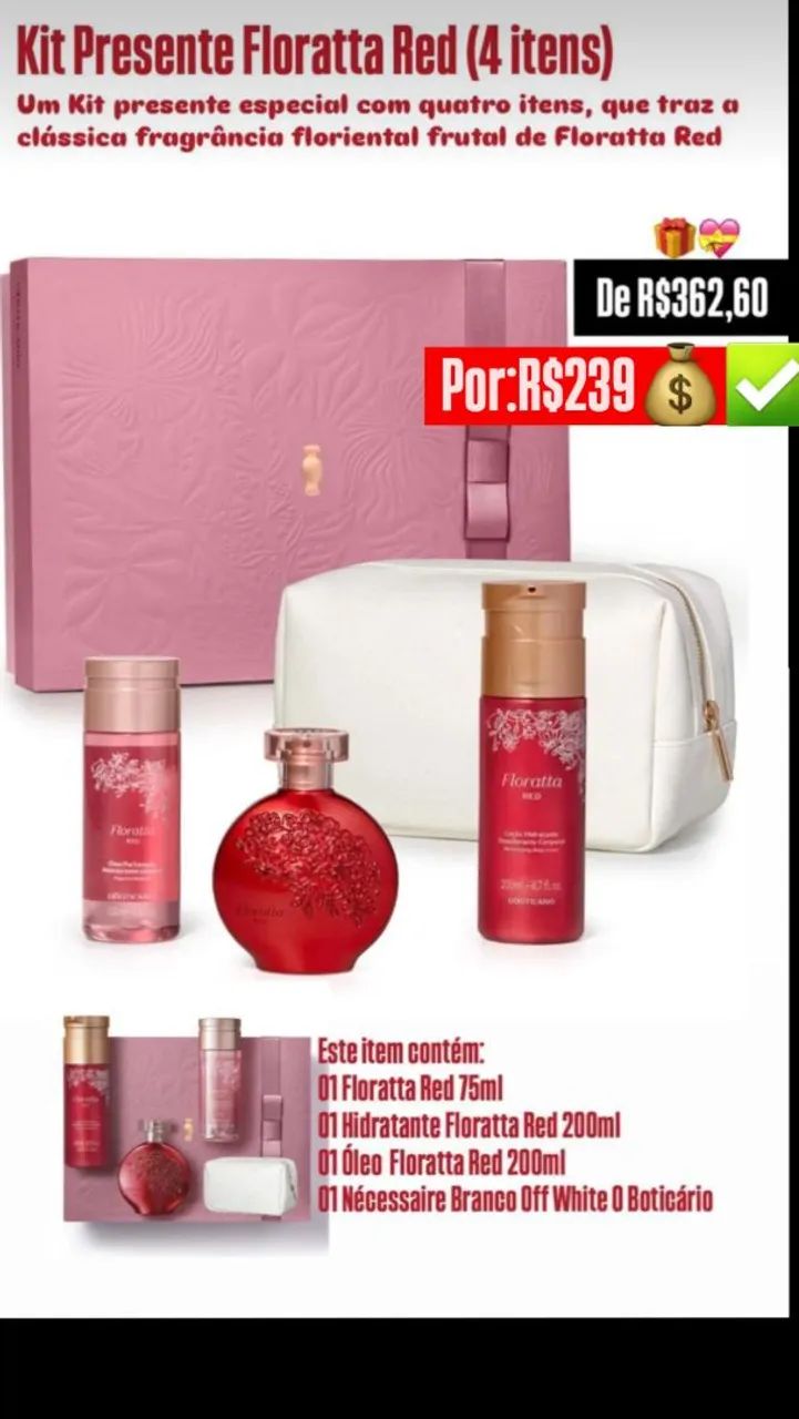 Kit Presente Floratta Red - O Boticário imperdível 