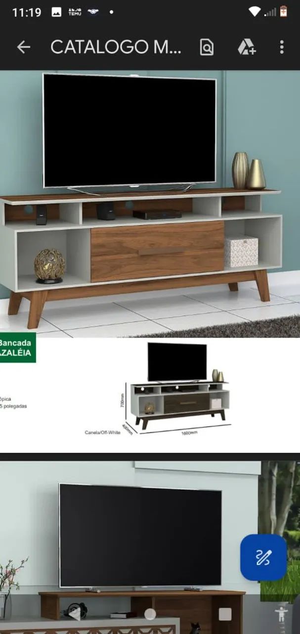 Rack para TV até  60 com Design Moderno retrô 
