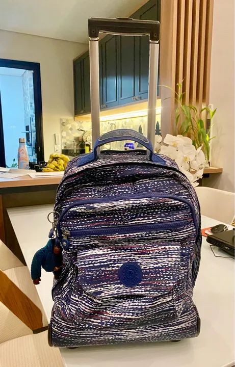 Mochila de rodinhas Kipling - Azul e branca