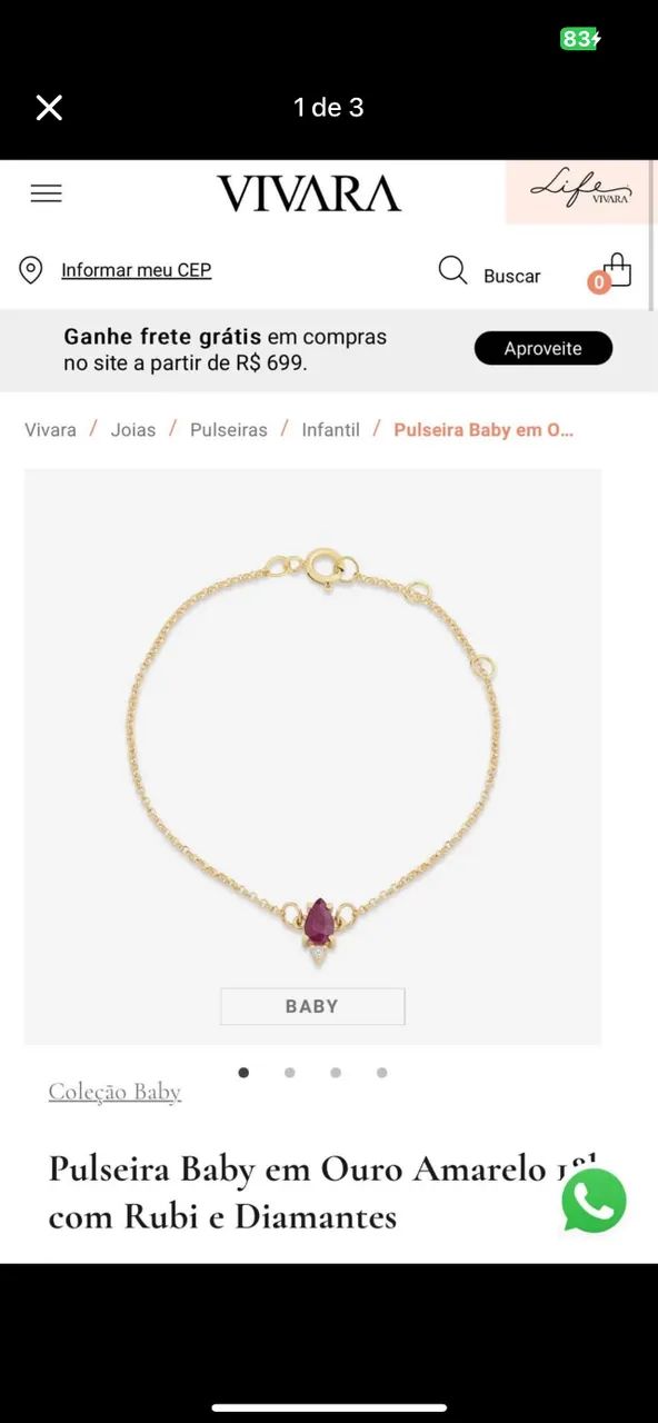 Pulseira Ouro Baby Vivara  - Foto 3