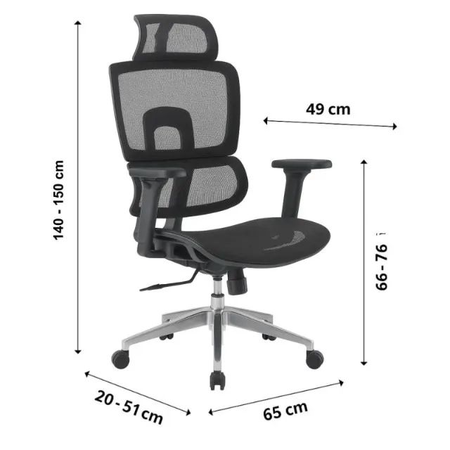 Cadeira de Escritório TELA MESH NO ASSENTO Presidente Tela  ÉVORA - Cor Preto  - Foto 3