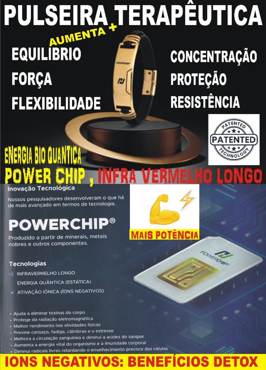PULSEIRA EM COURO SINTÉTICO POWERCHIP AJUSTÁVEL - Foto 2