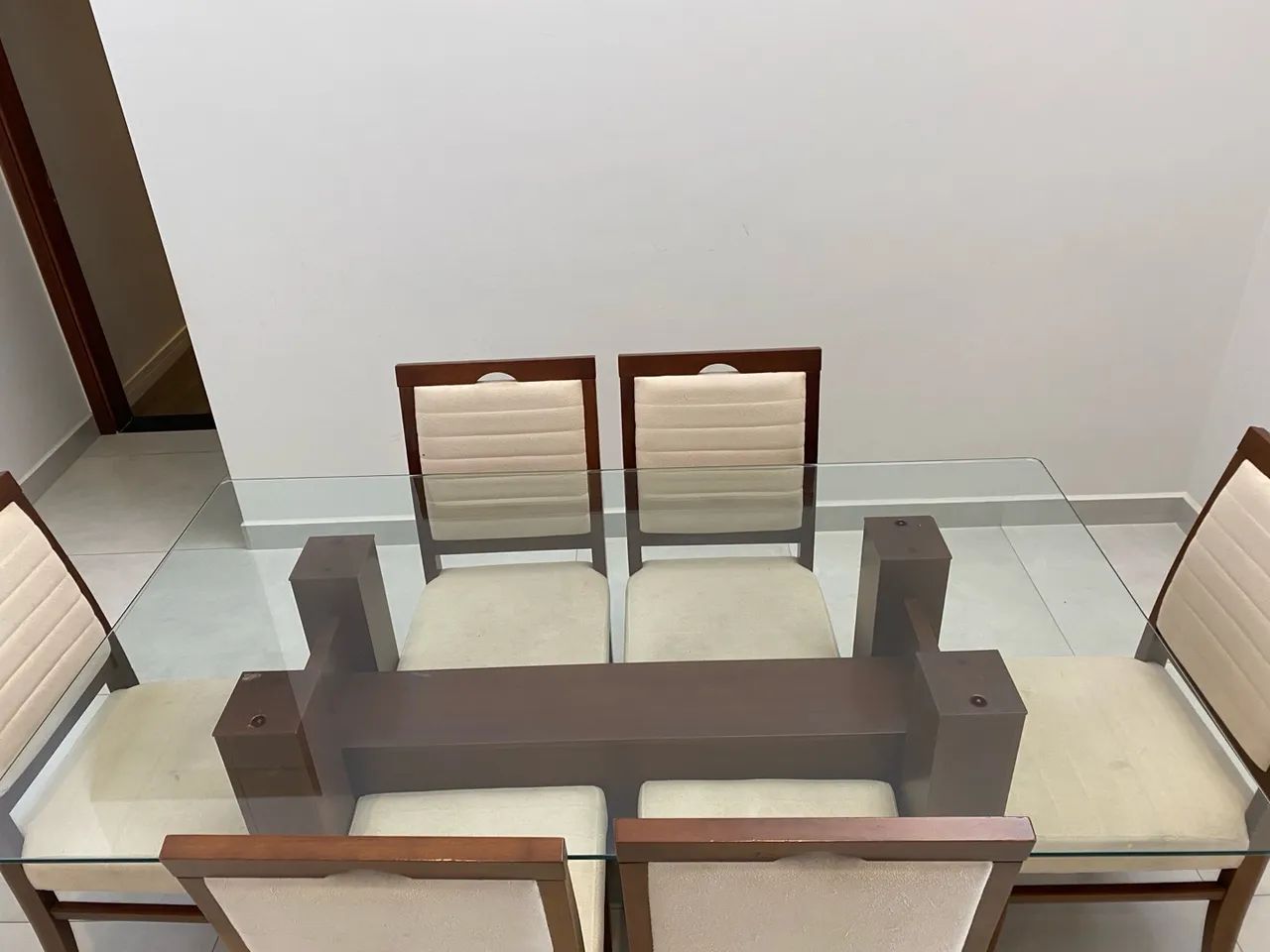 Mesa de jantar de vidro com tampo de vidro 6 cadeiras - Foto 3
