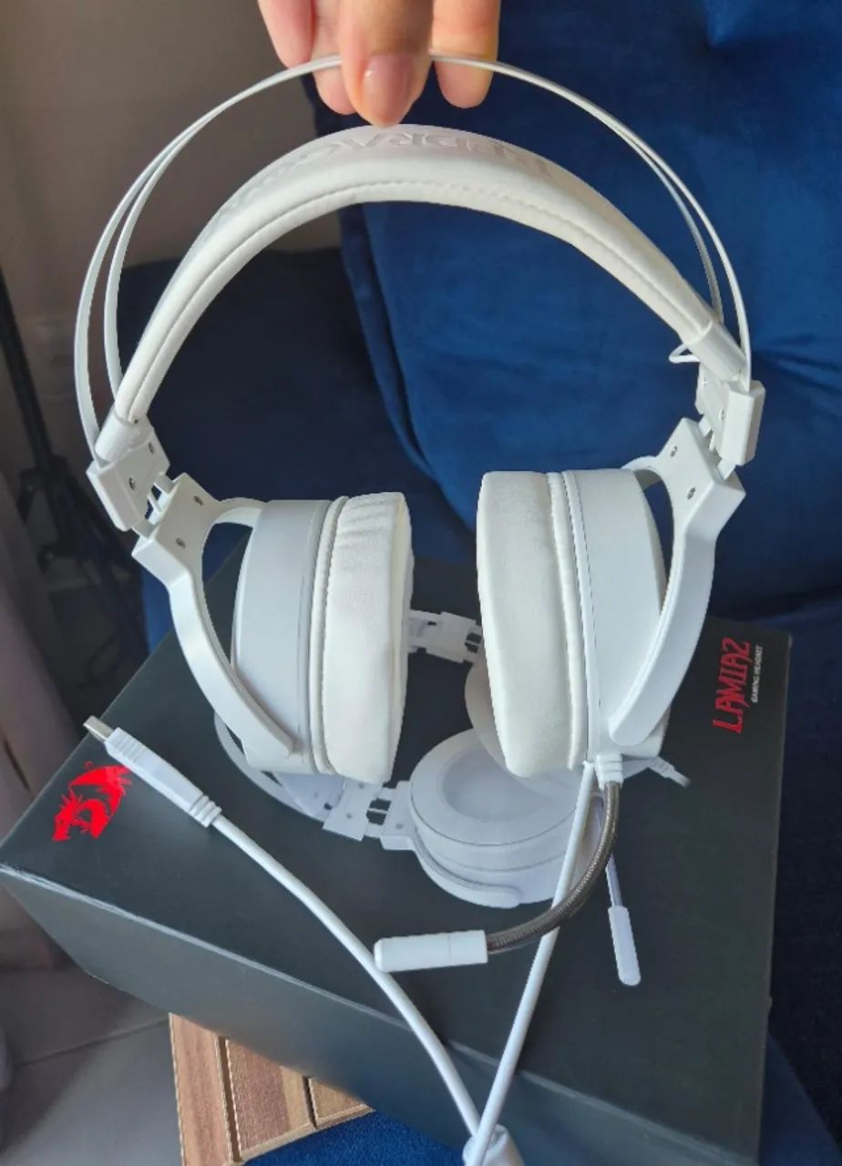 Fone Headset Gamer Redragon Lamia 2 USB Branco - Foto 2