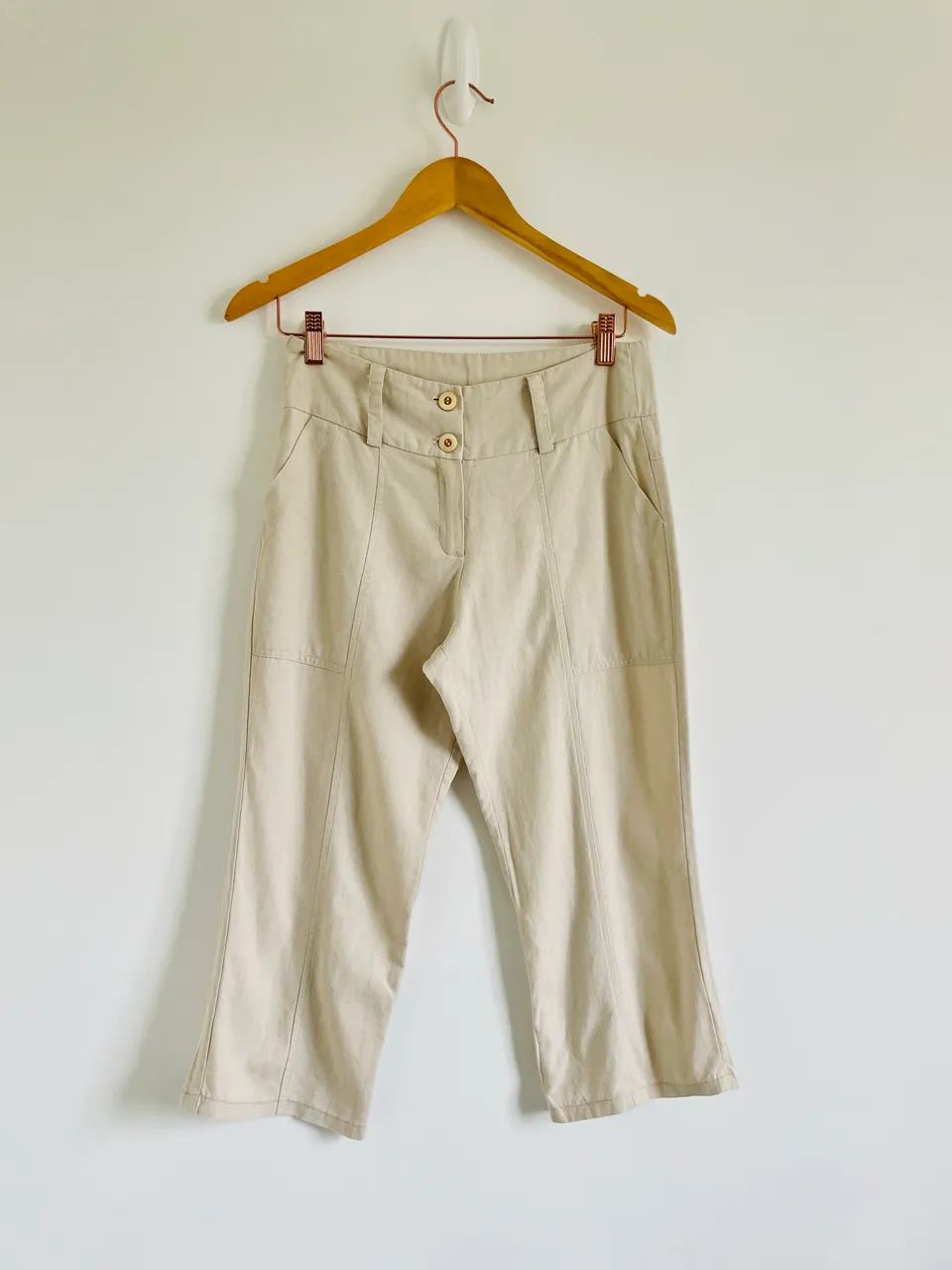 Calça feminina P / M corsário Nude limho