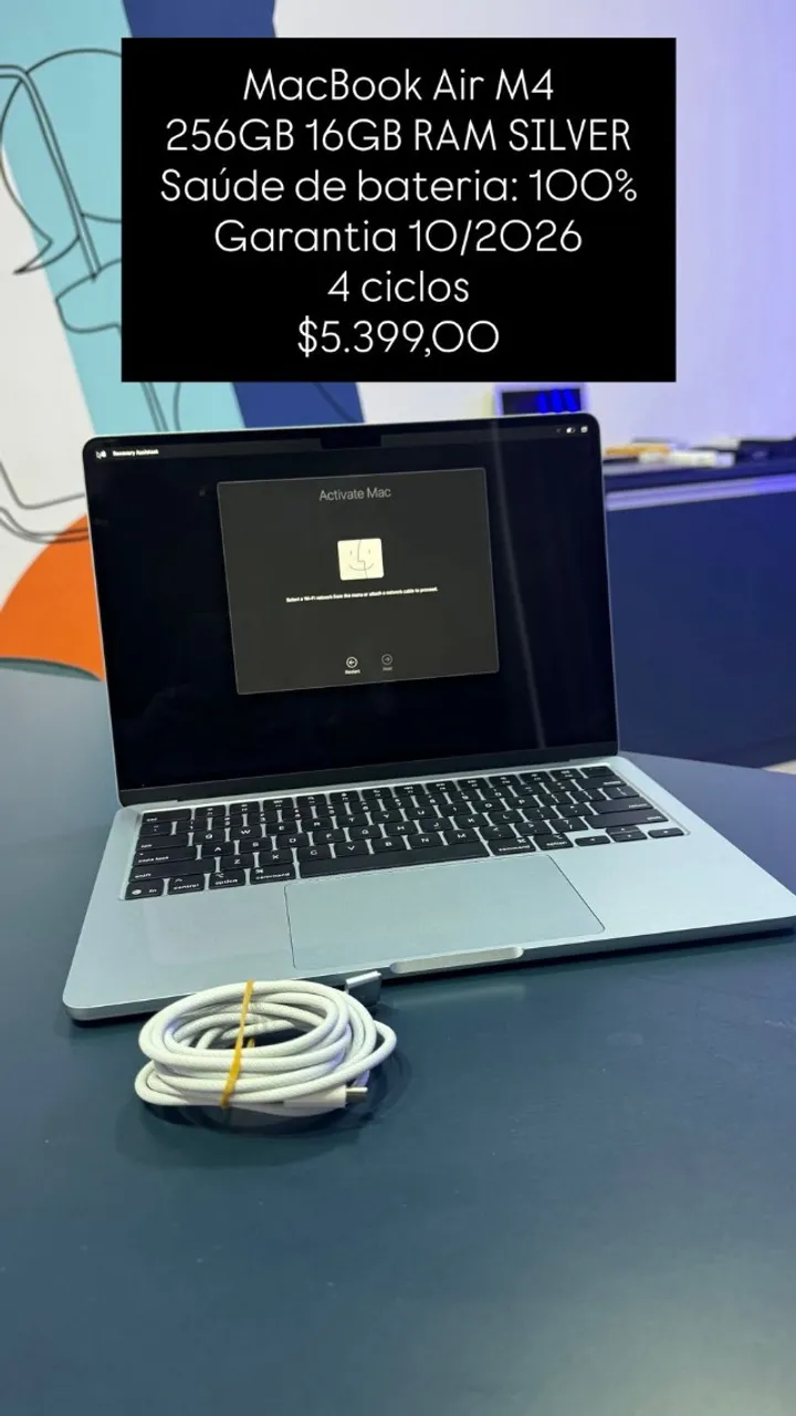 MacBook Air M1 Silver 256GB 8 GB RAM Saúde de Bateria 92% R$ 3.750