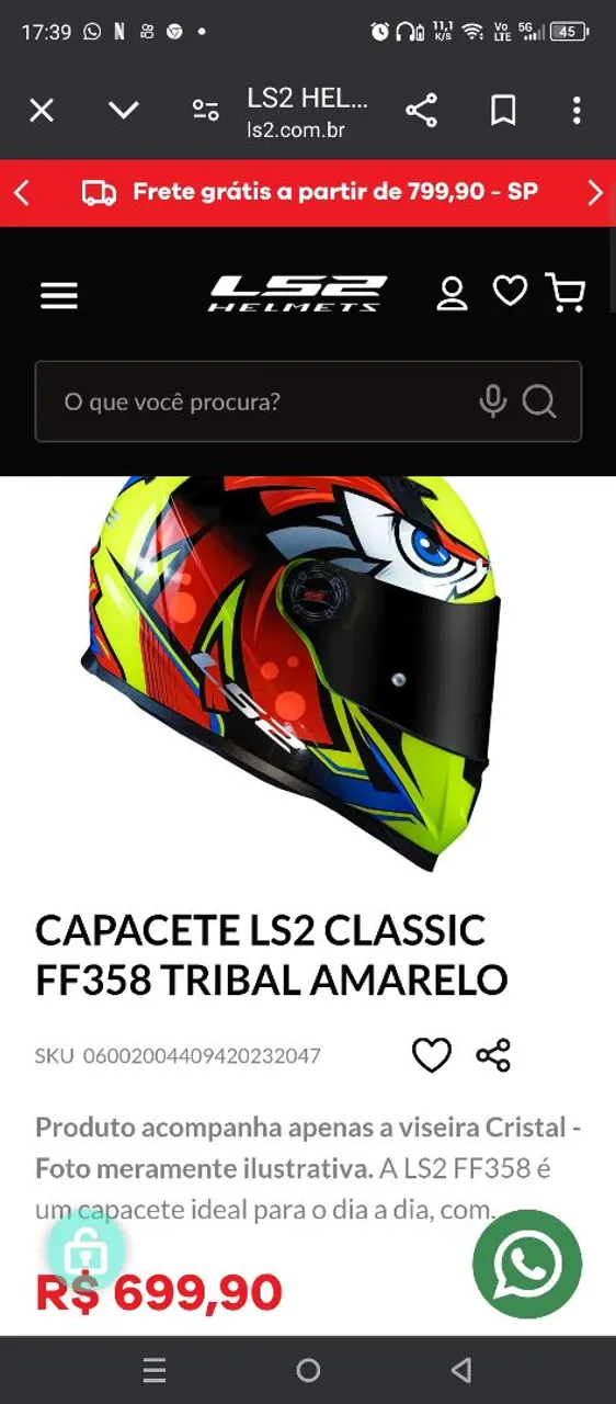 Capacete LS2 Classic FF358 Tribal Amarelo