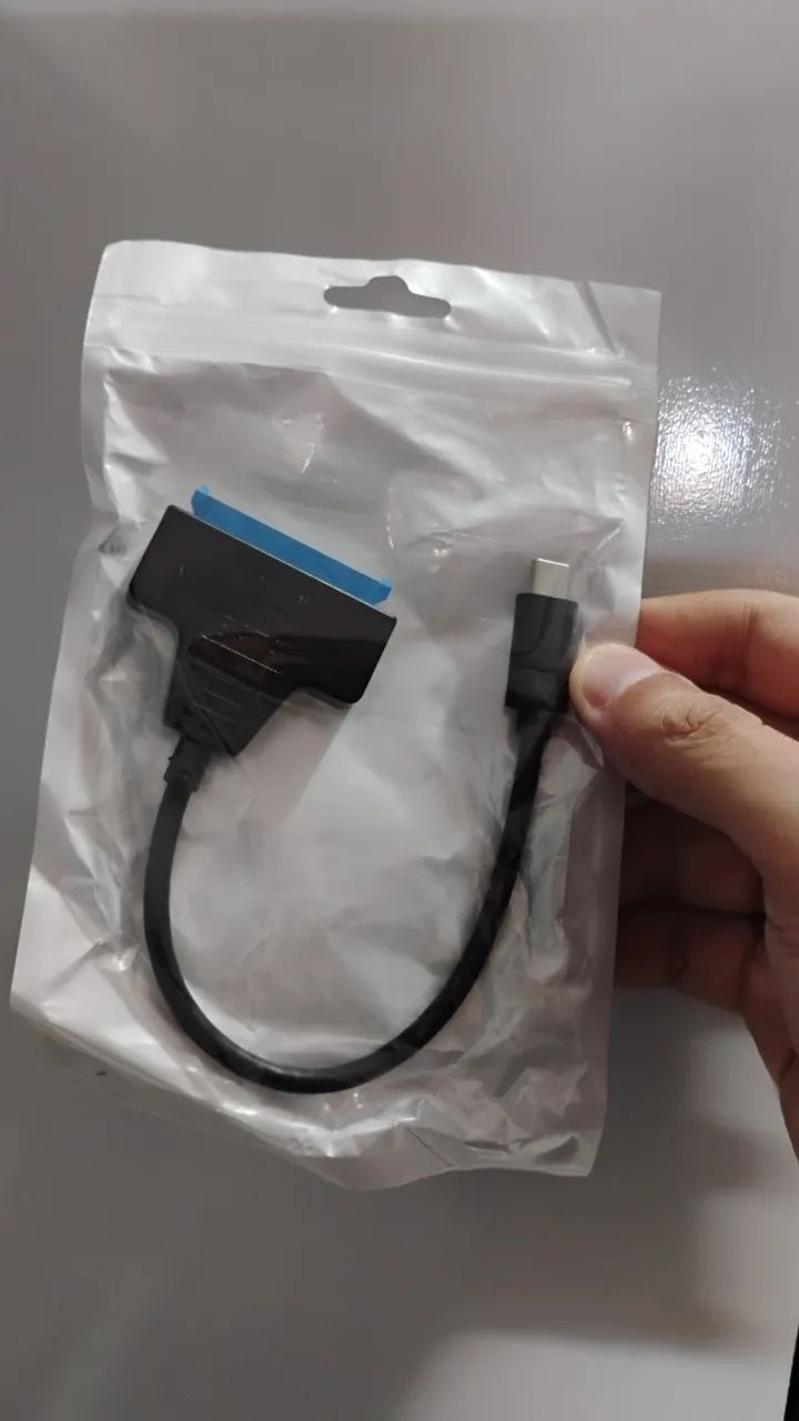 Cabo adaptador SATA para USB Tipo C - SSD / HD Notebook - Novo