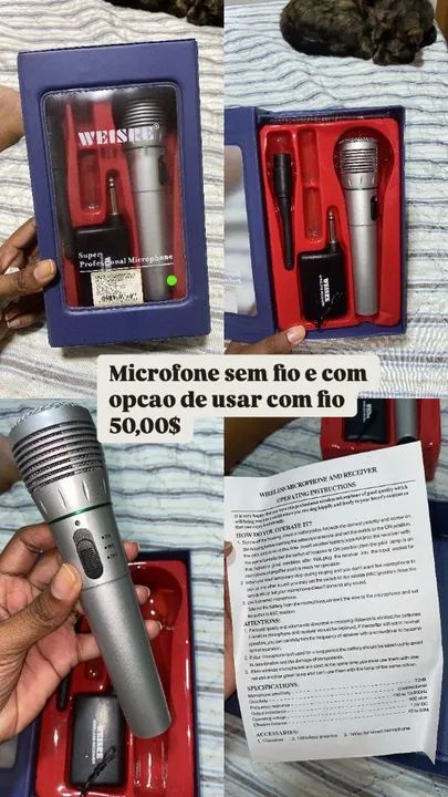 Microfone sem fio e com fio - WEISRE