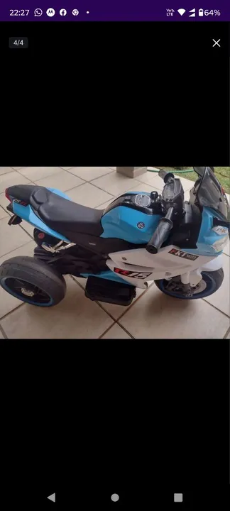 Moto elétrica infantil 12v , som, luz led e chave