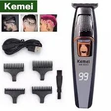 Máquina Kemei Cortar Cabelo Aparador Barba Lamina Durável