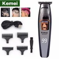 Máquina Kemei Cortar Cabelo Aparador Barba Lamina Durável