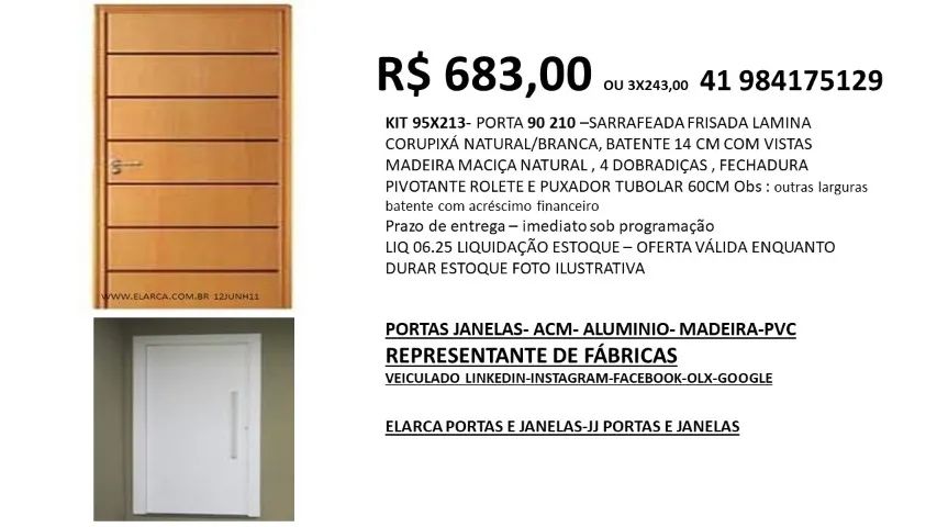 liquidação 06.45 kit porta estilo pivotante completa 95X213 completa 683,00-3x243