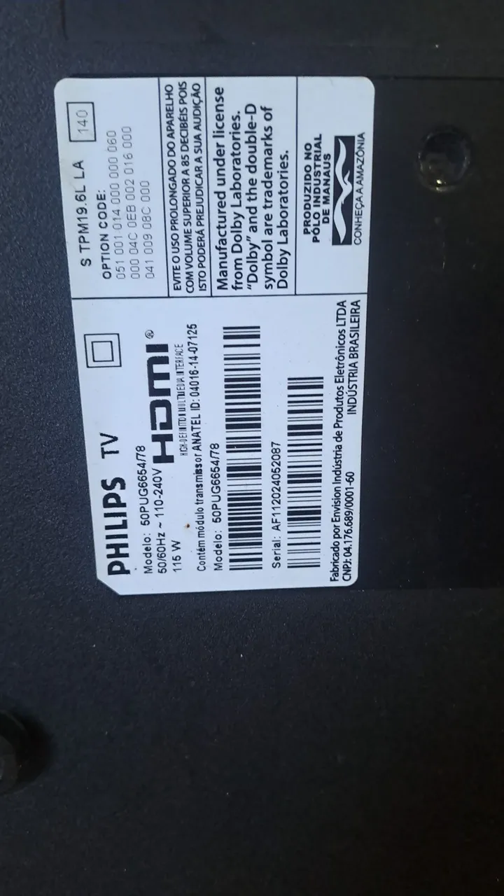TV Philips 50 tela com defeito