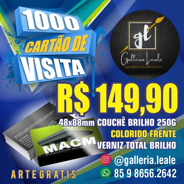 Cartões de visita/couchê 250g/verniz uv/verniz uv total frente