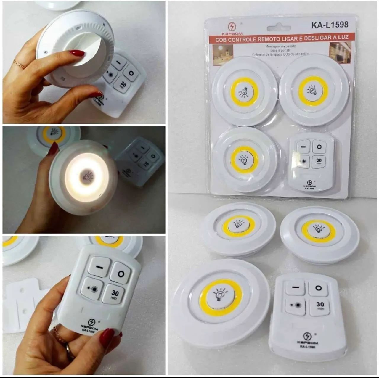 Kit 3 luminárias led c/controle 