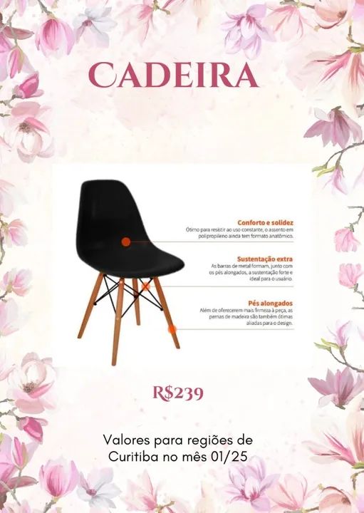 Promoção Cadeira Palito Preta  - 23/01  