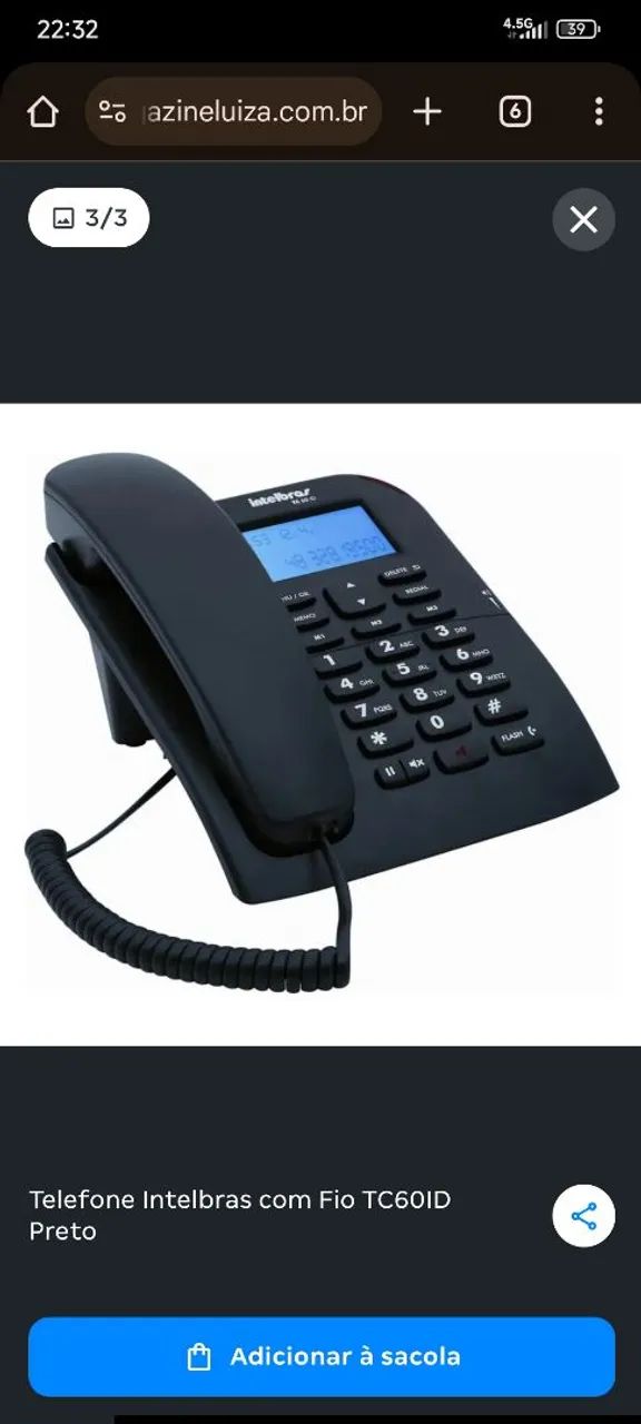 Telefone Intelbras com Bina  TC60ID