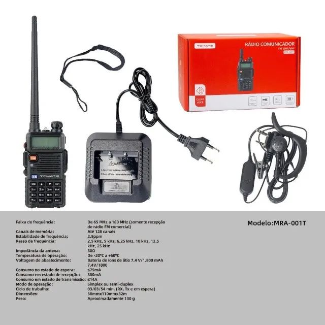 Rádio Comunicador Tomate FM UHF/VHF - Modelo MRA-001T - Foto 3