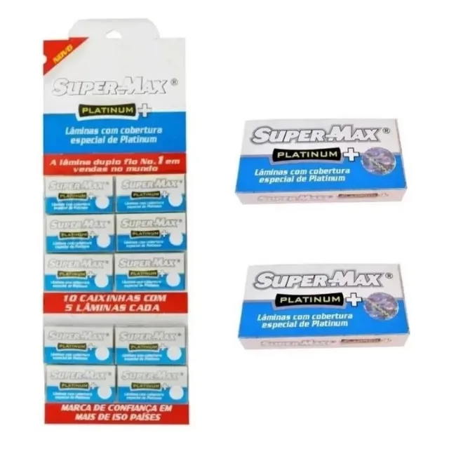 Lamina de Barbear Platinum Super Max Lâmina - 1 cartela com 50 unidades
