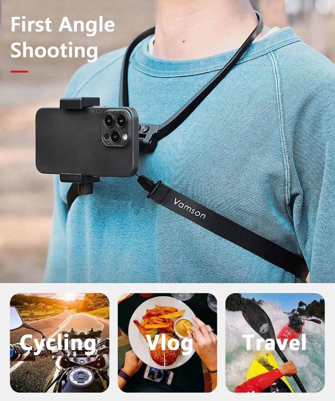 Suporte de pescoço para celular e camera 