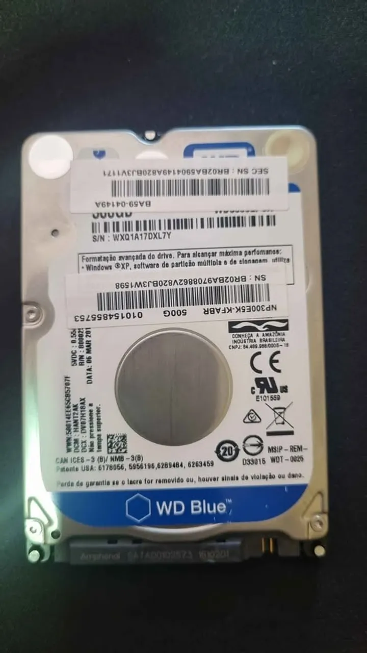 HD Notebook WESTERN DIGITAL 500GB