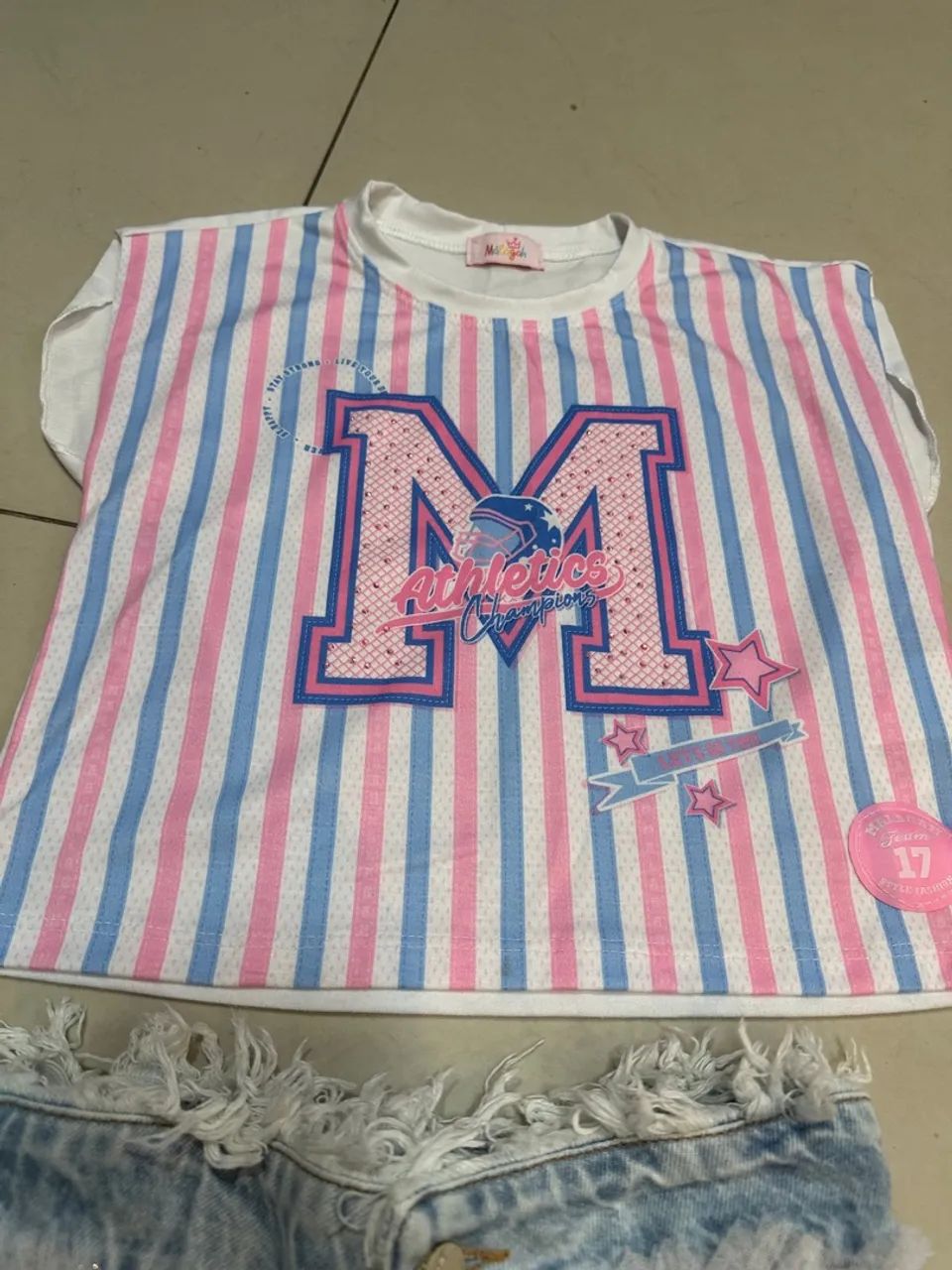 Conjunto Saia Jeans com Tule e blusa Malagah TAM 10 - Foto 6