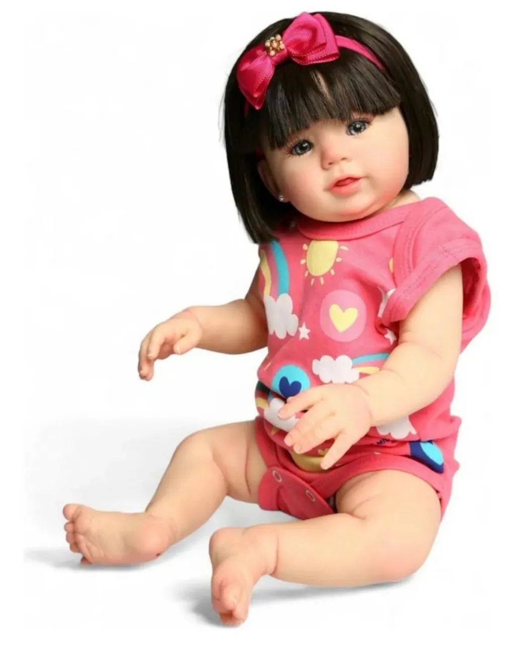 Boneca bebê reborn toda de silicone com cabelo 49 cm - Foto 4