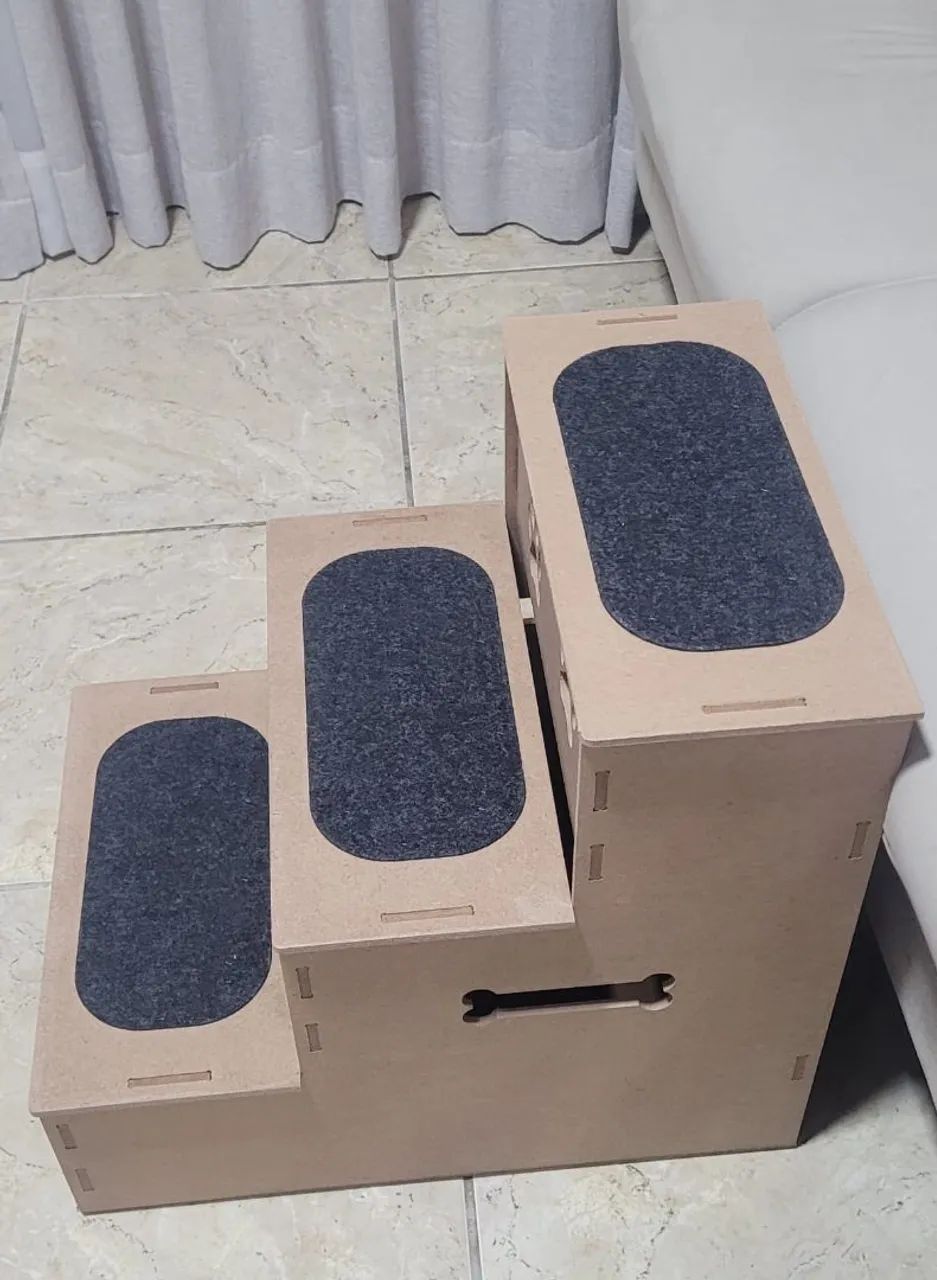 Escada para Cães em Madeira MDF - 3 Degraus - Foto 2