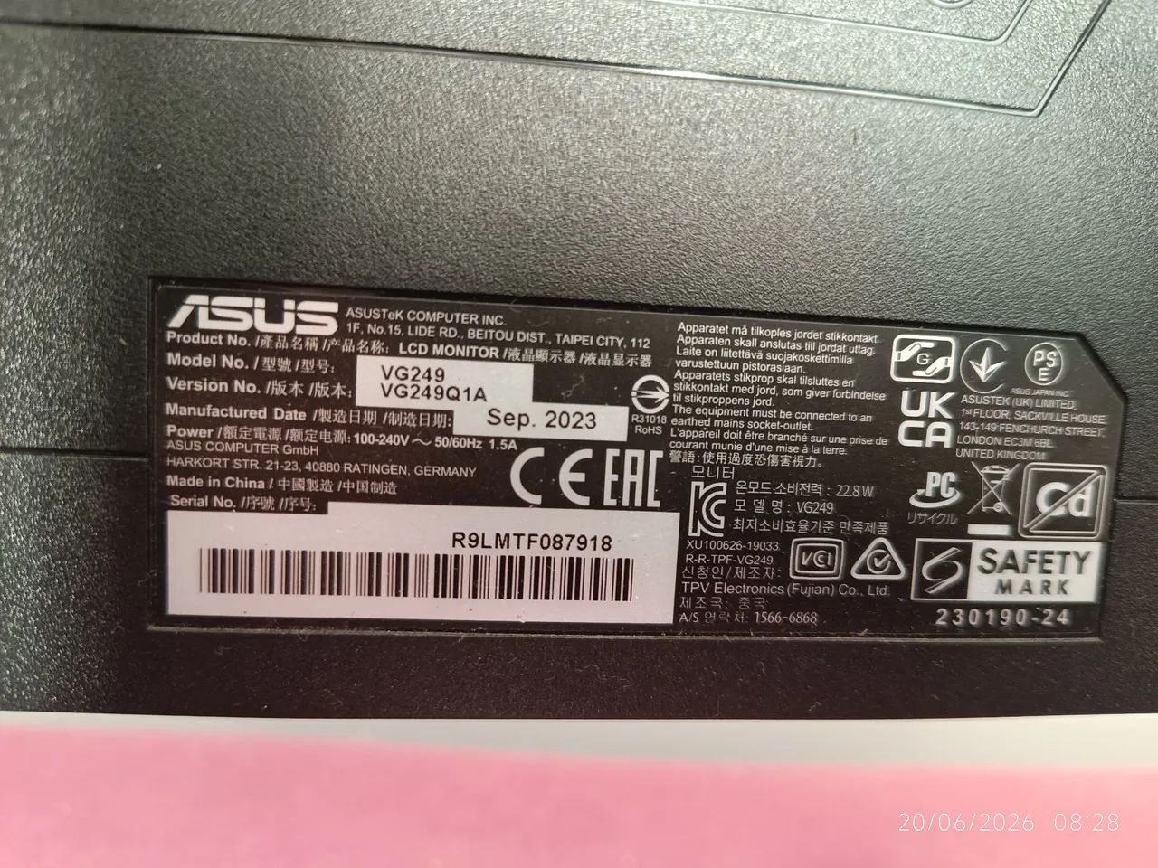 Monitor ASUS VG249Q1A 165Hz para peças - Foto 3