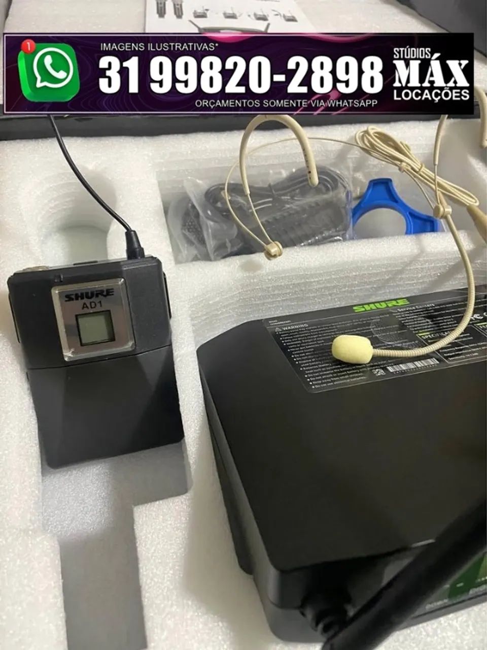 Aluguel de microfones auriculares sem fio para palestras e eventos - Foto 2