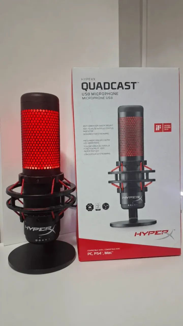 Microfone Hyperx Quadcast com Caixa