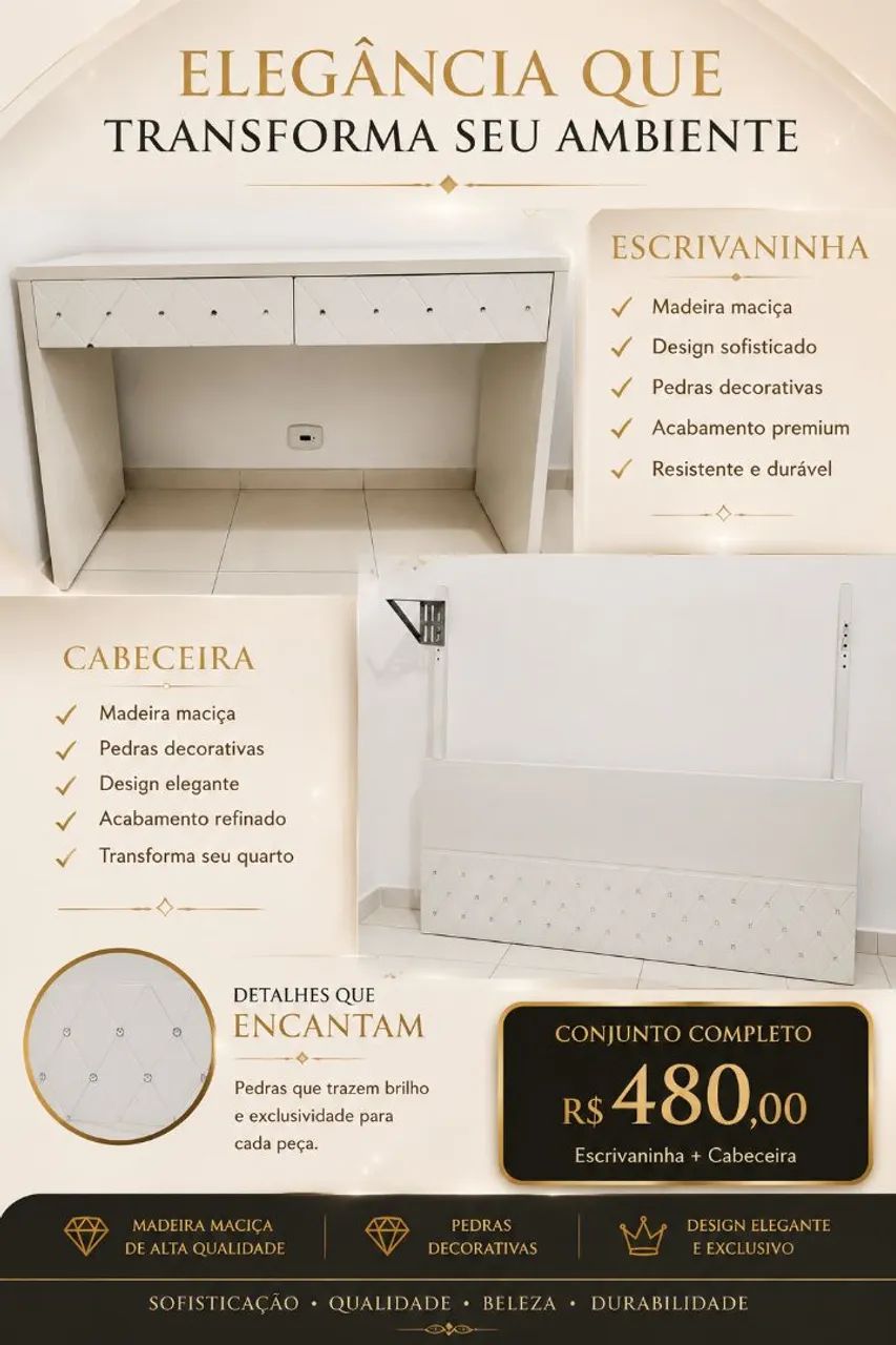 ESCRIVANINHA E CABECEIRA DE CAMA