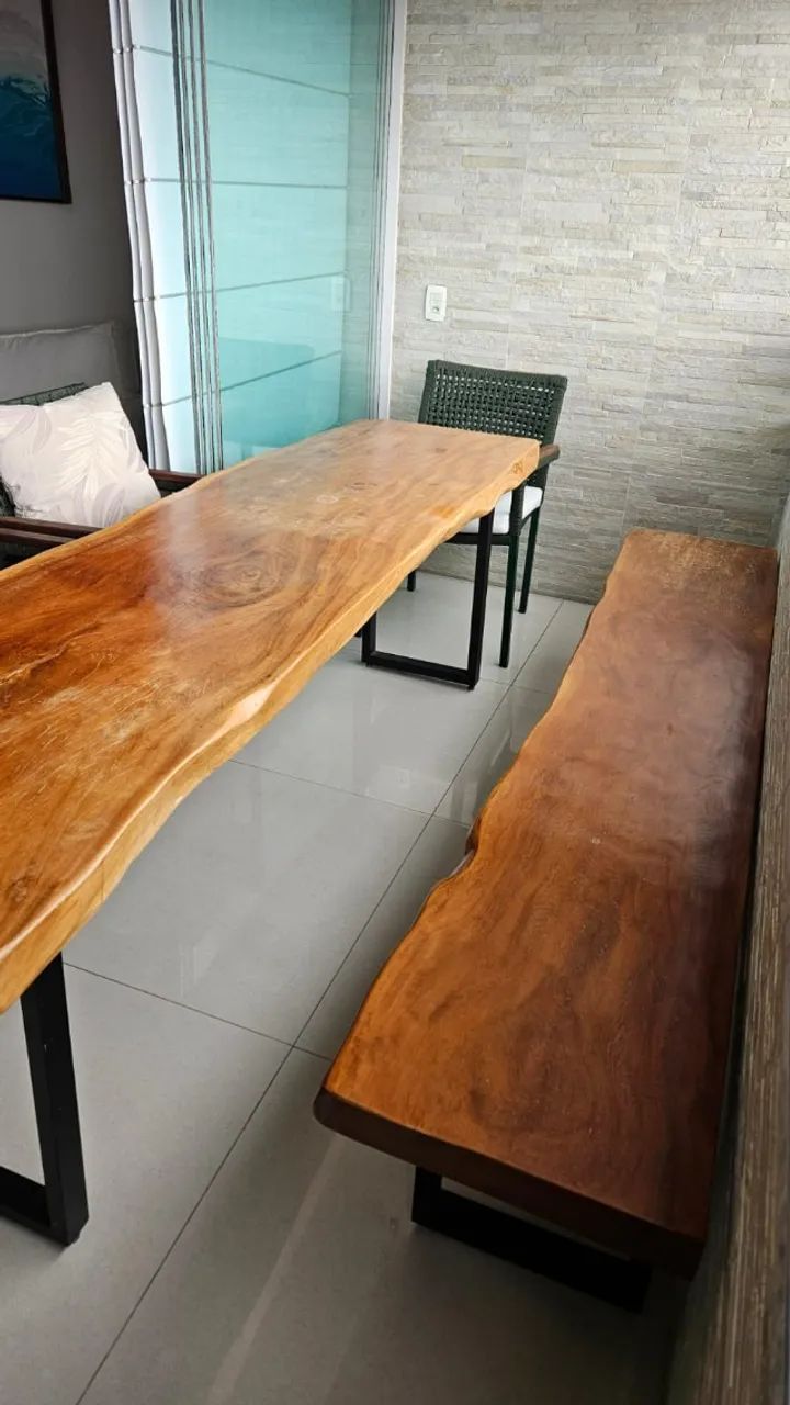 Mesa de varanda retangular em madeira maciça  - Foto 2