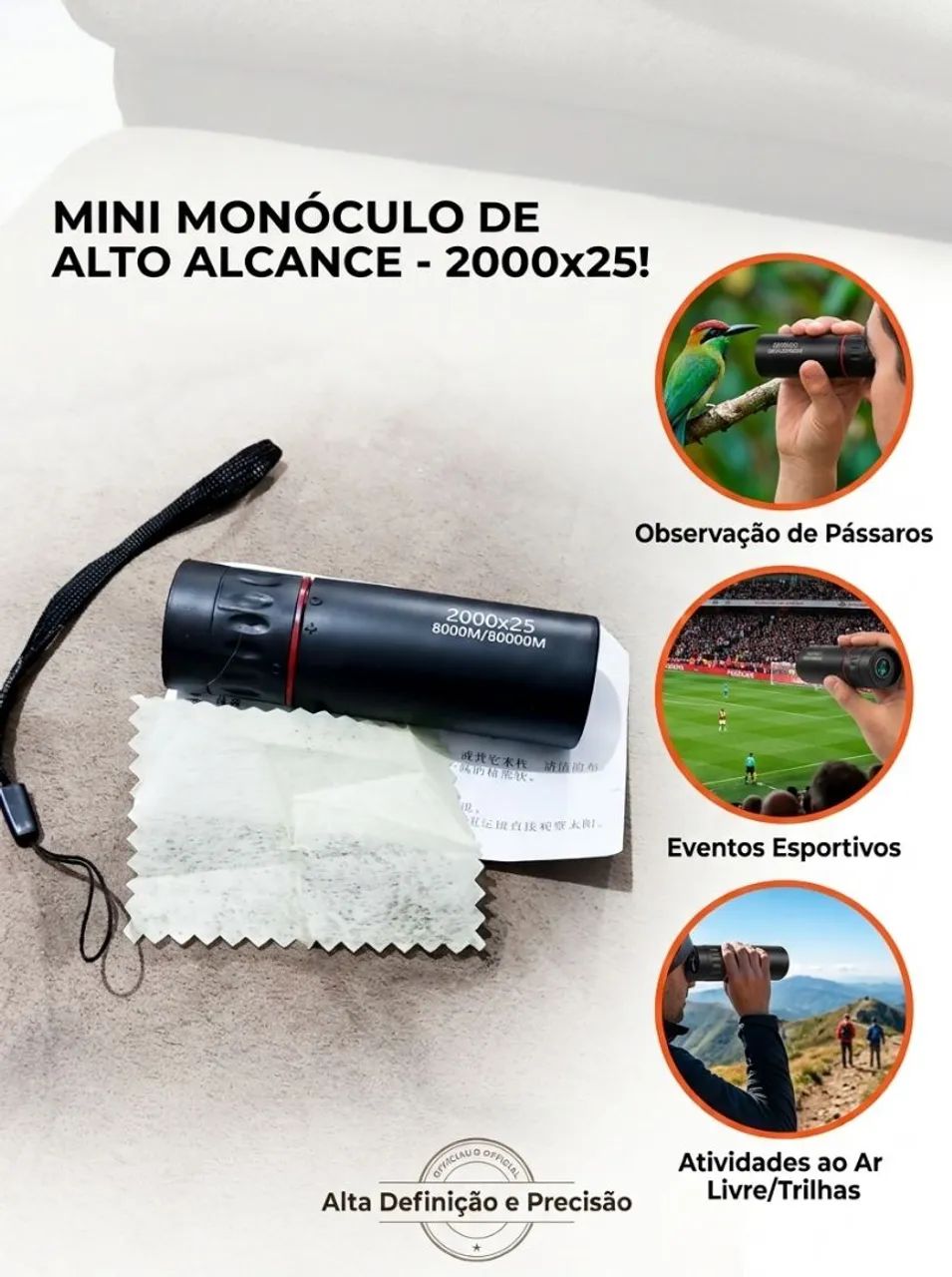 Mini Monóculo Telescópio Portátil 2000x25
