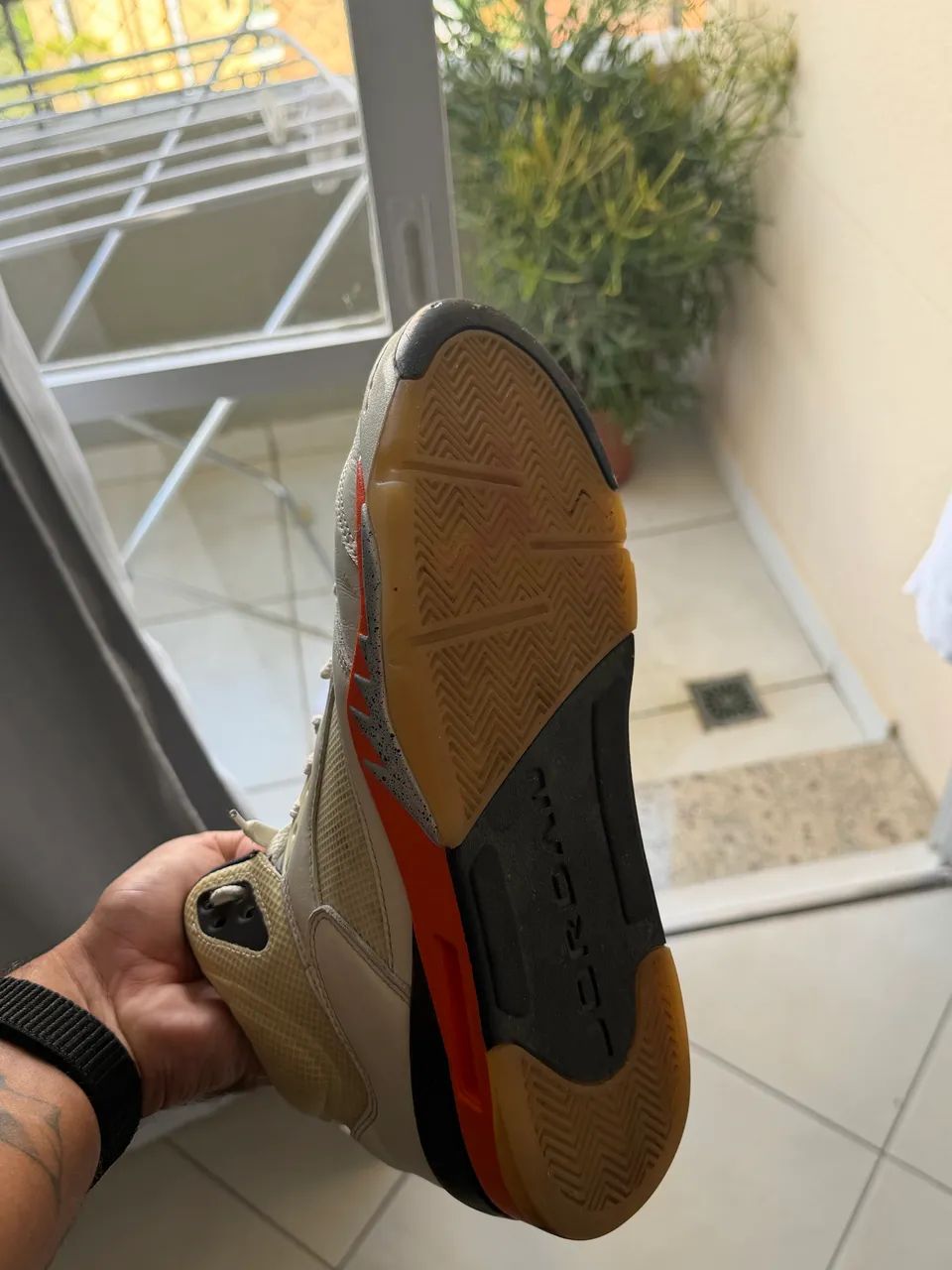 orange blaze jordan 5 on feet