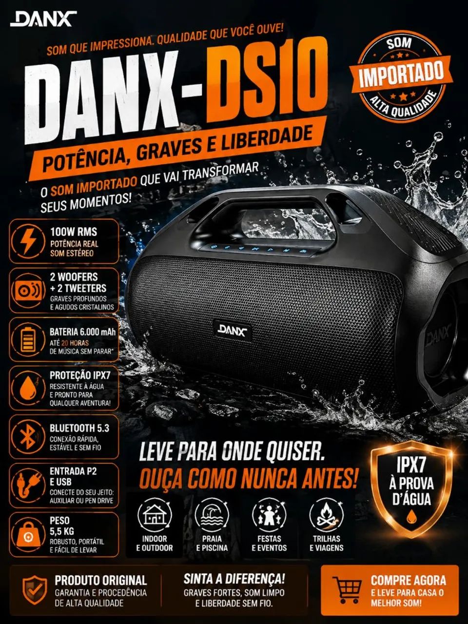 CAIXA DE SOM DANX DS10 IMPORTADA 