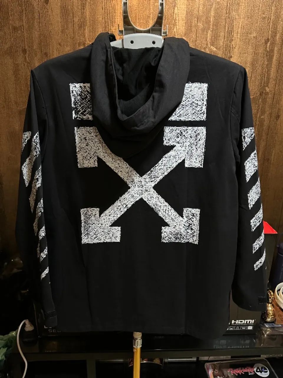 Jaqueta Preta Off White Denim Jacket tam G - Foto 3