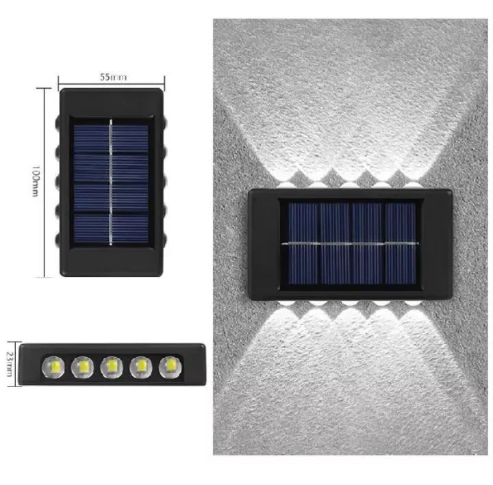 Luminária solar lâmpada de parede com 10 leds arandela externa à prova d'água iluminação. - Foto 2
